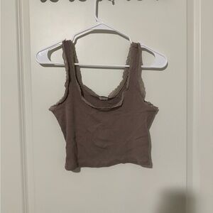 tan cropped tank